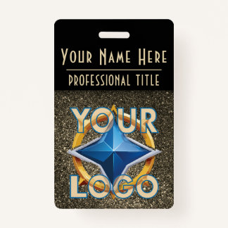Luxury Gold & Black ID Badge Template Business
