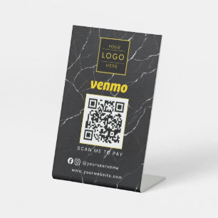 Luxury Gold Black Marble Venmo QR Payment Sign