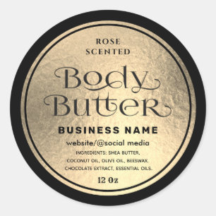 Luxury gold black script body butter label