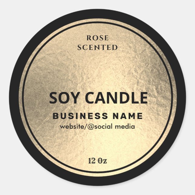 Luxury gold black soy candle label (Front)