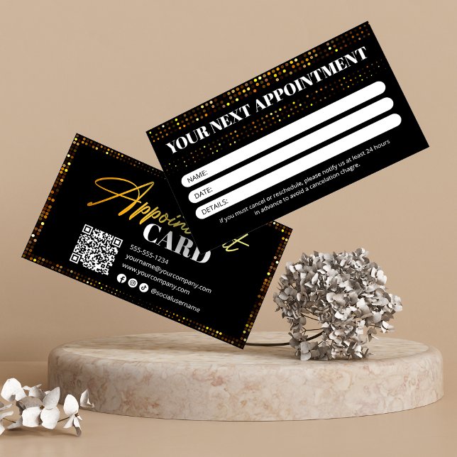 Luxury Gold Black Sparkle Hairstylist Salon Referral Card (Creator Uploaded)