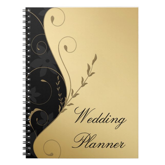 Luxury Gold-Black Wedding Planner Notebook (Front)