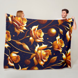 Luxury Gold Boho Rose Modern Collection Fleece Blanket