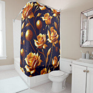 Luxury Gold Boho Rose Modern Collection Shower Curtain
