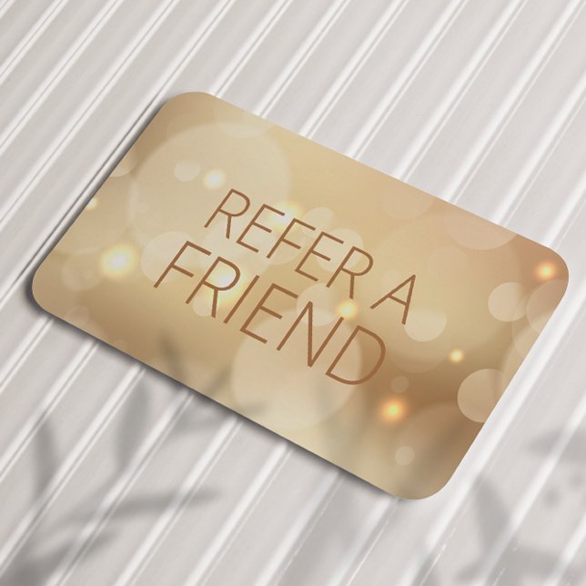 Luxury gold Bokeh Salon Spa Customer Referral Card (Creator Uploaded)