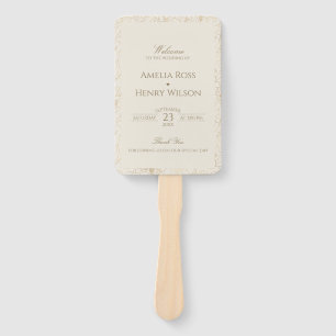 Luxury Gold Botanical Wedding Pattern Hand Fan
