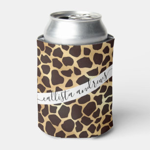 Luxury Gold Brown Giraffe Animal Print Pattern Can Cooler