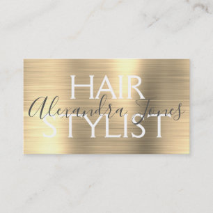 Luxury Gold Brushed Metal Hair Stylist Business Card