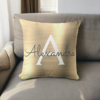 Luxury Gold Brushed Metal Monogram Name Initial