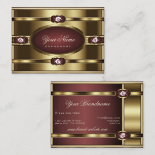 Luxury Gold Burgundy Gradient and Faux Rhinestones Business Card