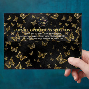Luxury Gold Business Logo Return Address Navy Blue Envelope