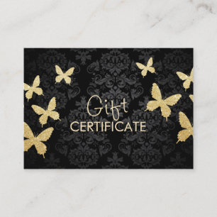 Luxury Gold Butterflies Damask Gift Certificate