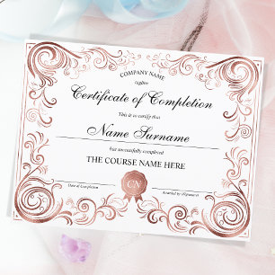 Luxury Gold Certificate of Completion Award Course