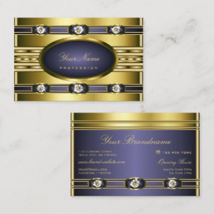 Luxury Gold Colours with Blue and Faux Rhinestones Business Card