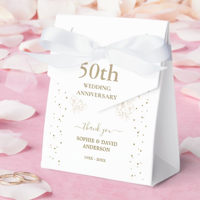 Luxury Gold Confetti 50th Wedding Anniversary  Favour Box (Wedding)