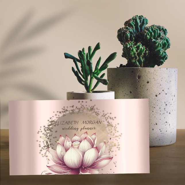 Luxury Gold Confetti Glitter Lotus Metallic  Business Card (Creator Uploaded)