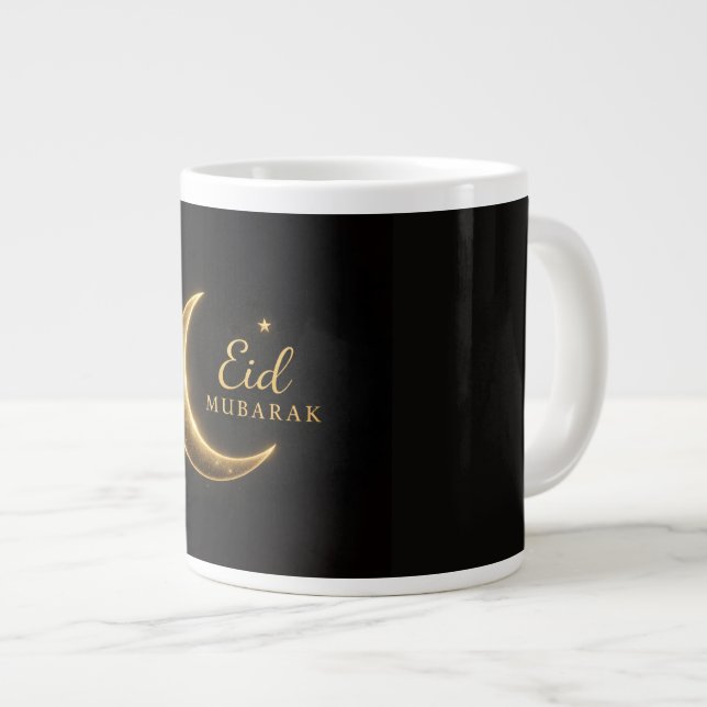 Luxury Gold Crescent Eid Mubarak Mug – Modern Isla (Front Right)