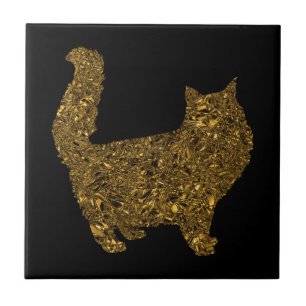 Luxury gold crushed metallic foil cat tile