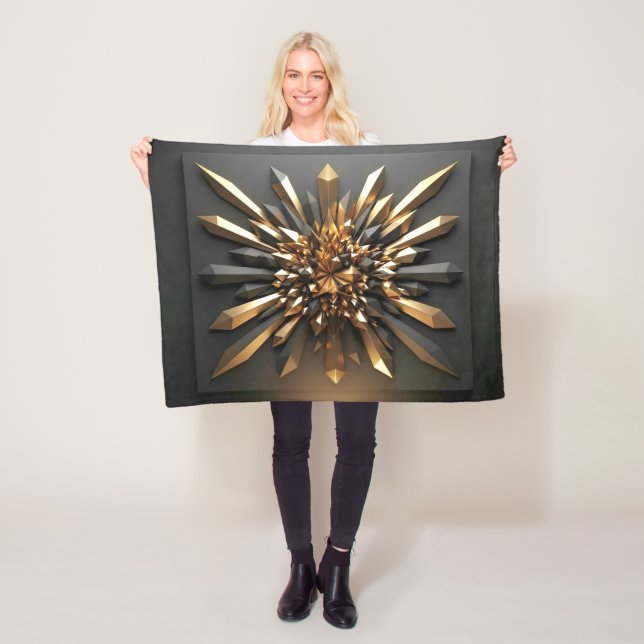 Luxury Gold Crystal Abstract Art Throw Blanket (In Situ)