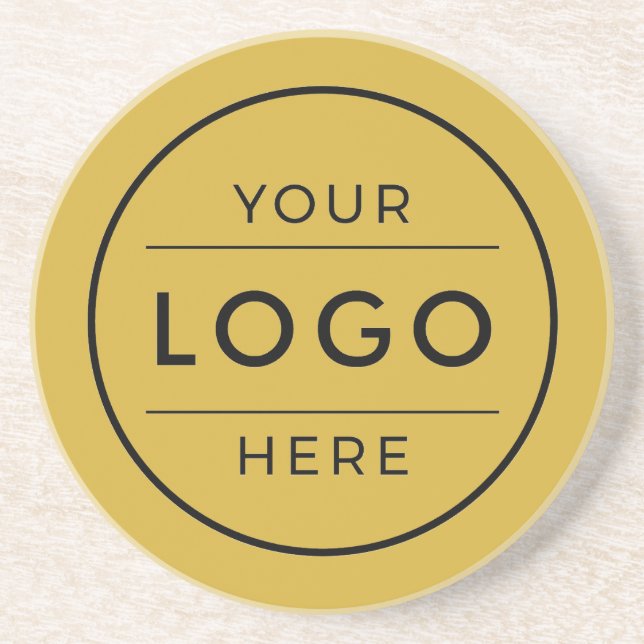Luxury Gold Custom Business Logo Branded Coaster (Front)