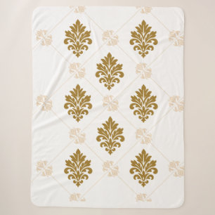 Luxury Gold Damask Seamless Pattern Graphic Sherpa Blanket