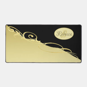Luxury gold decorative on gold & black background desk mat