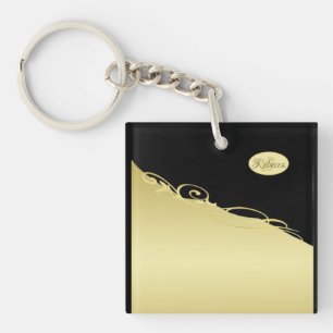 Luxury gold decorative on gold & black background key ring