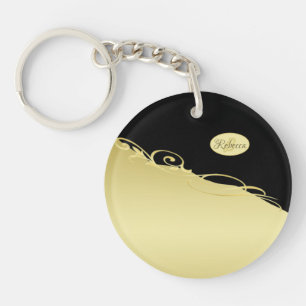 Luxury gold decorative on gold & black background key ring