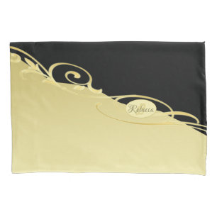 Luxury gold decorative on gold & black, Monogram Pillowcase