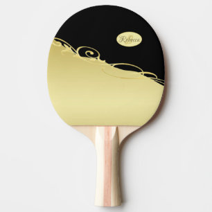 Luxury gold decorative on gold & black, Monogram Ping Pong Paddle