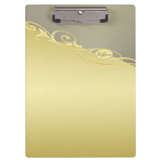 Luxury gold decorative on gold & silver, Monogram Clipboard (Front)