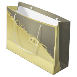 Luxury gold decorative on gold&silver, Monogram, Large Gift Bag