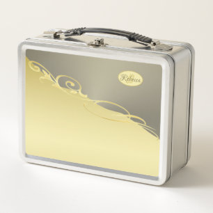 Luxury gold decorative on gold & silver, Monogram Metal Lunch Box