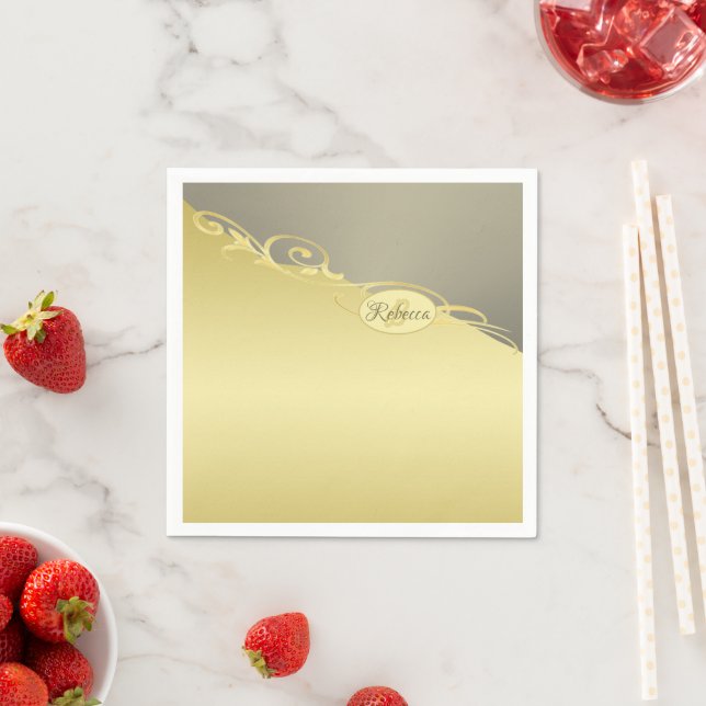 Luxury gold decorative on gold&silver, Monogram,  Napkin (Insitu)