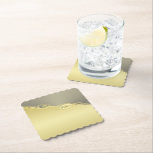 Luxury gold decorative on gold & silver, Monogram Paper Coaster