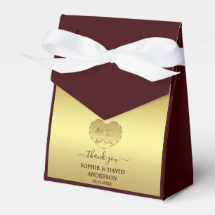 Luxury Gold Deep Burgundy Wedding Anniversary  Favour Box