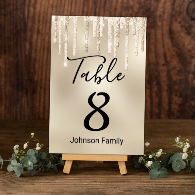 luxury gold dripping glitters wedding table number (Creator Uploaded)