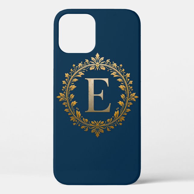 👑 Luxury Gold E Monogram Elegant Glitter Initial Case-Mate iPhone Case (Back)