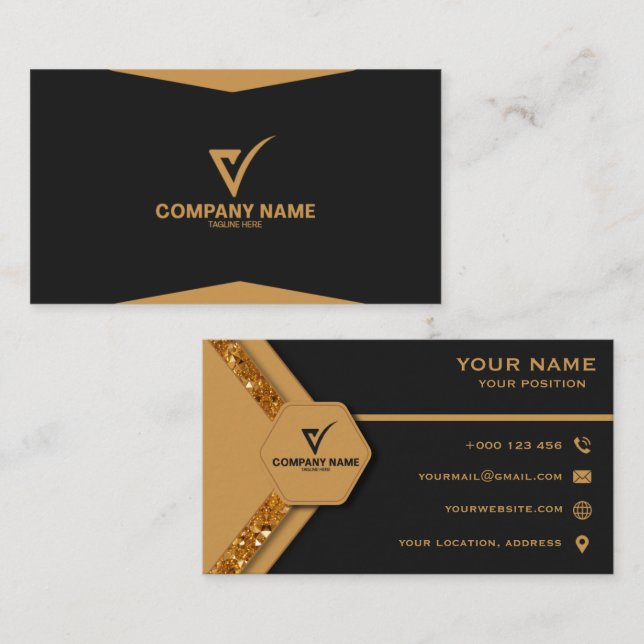 Luxury Gold Elegant Business Card Professional (Front/Back)