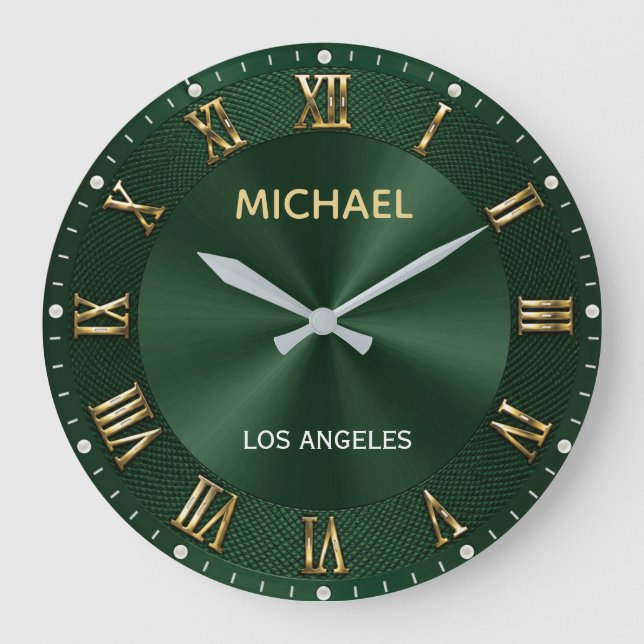  Luxury Gold Elegant  Emerald Green Large Clock (Front)