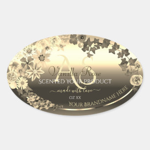 Luxury Gold Elegant Floral Product Labels Monogram