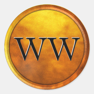Luxury Gold Embossed Monogram Classic Round Sticker