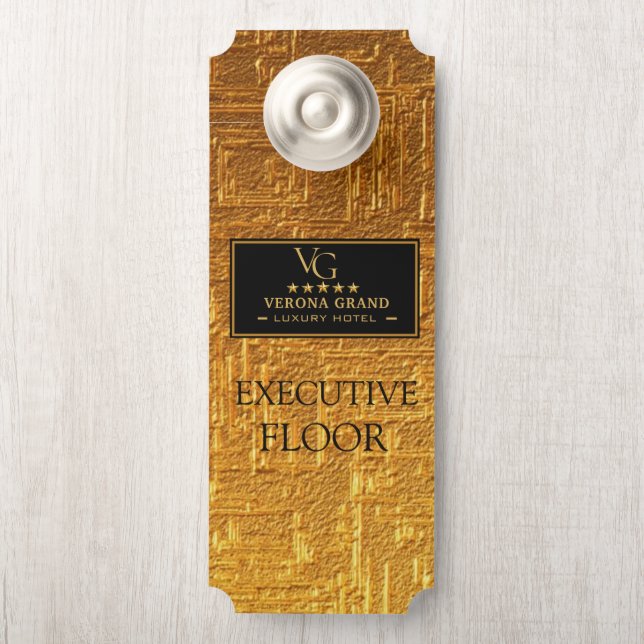 Luxury Gold Executive Floor Door Hanger (On Knob)