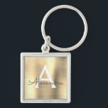 Luxury Gold Faux Stainless Steel Monogram Key Ring<br><div class="desc">Luxury Gold Faux Stainless Steel Metallic Elegant Keychain. These Keychains can be customised to include your initial and first name. These key chains make great birthday,  bridal shower or bachelorette party favours.</div>