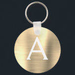 Luxury Gold Faux Stainless Steel Monogram Key Ring<br><div class="desc">Luxury Gold Faux Stainless Steel Metallic Elegant Keychain. These Keychains can be customised to include your initial and first name. These key chains make great birthday,  bridal shower or bachelorette party favours.</div>