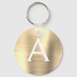 Luxury Gold Faux Stainless Steel Monogram Key Ring