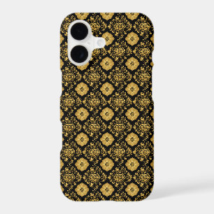 Luxury Gold Floral Damask Pattern On Black