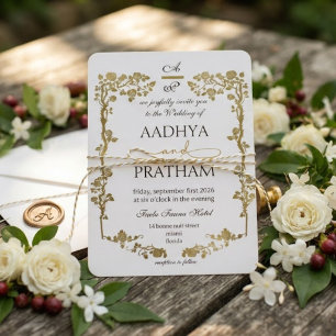 Luxury Gold Floral Frame Wedding Invitation