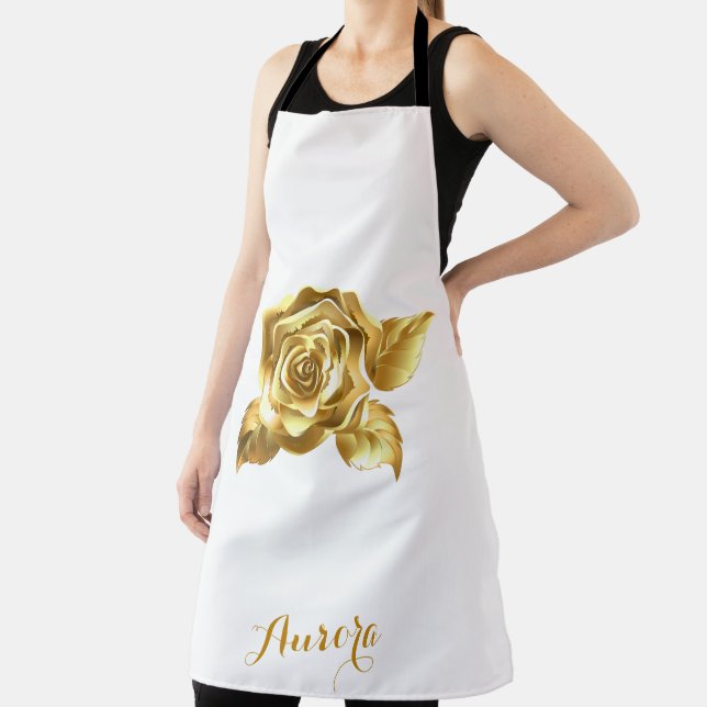 Luxury Gold Floral Glitter Typography Apron (Insitu)