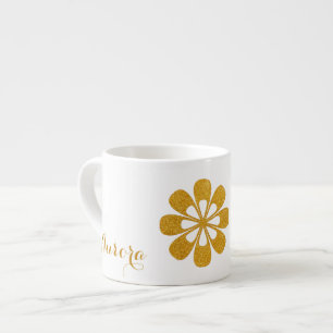 Luxury Gold Floral Glitter Typography Espresso Cup